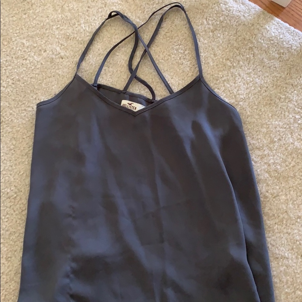 Hollister Gray Crisscross Tank Top Blouse